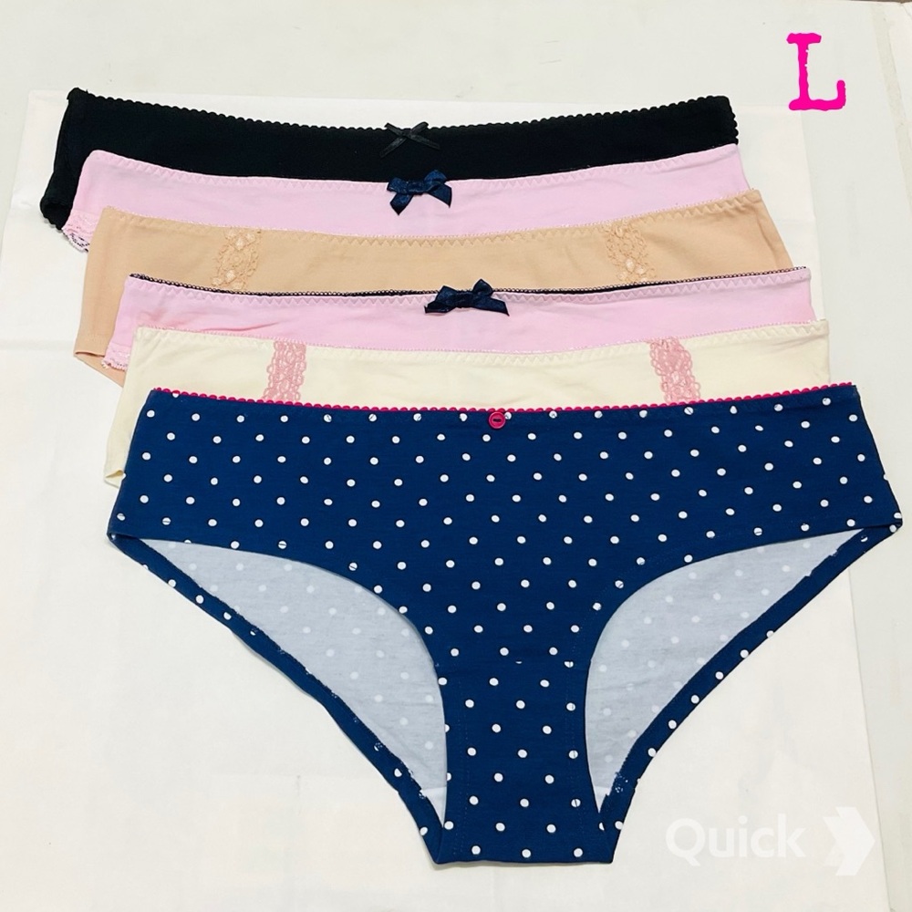 L - New 6 pieces Next Cotton Low Rise Panties